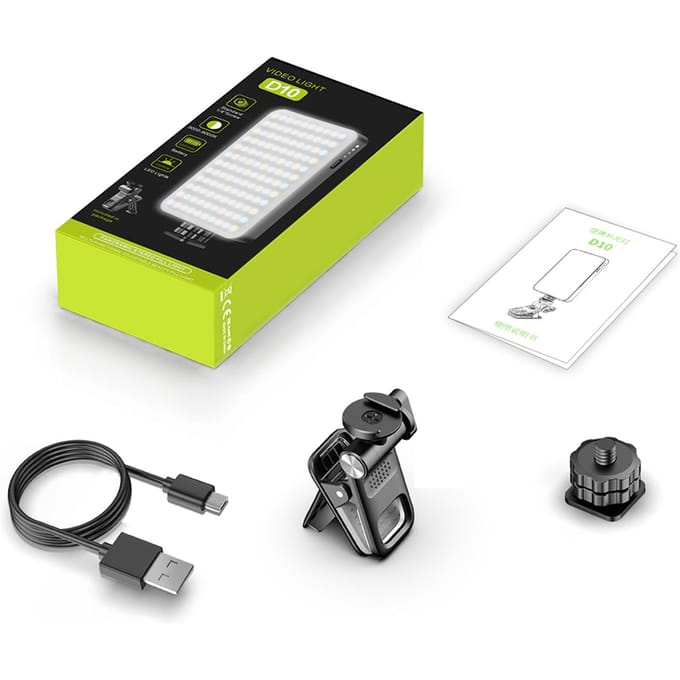Zaklamp LED Videolamp Video LED Invullicht 2500K-9000K Dimbaar Conferentielicht voor Computer zwart