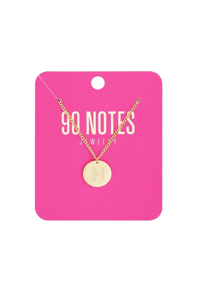 90 NOTES - Initial Strass Ketting - Letter H - goudkleurig