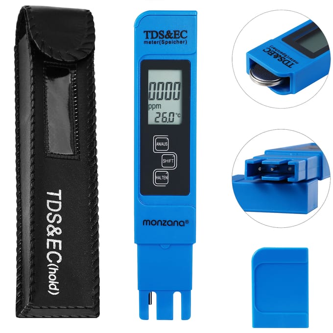 Monzana Digitale watertester met LCD-display 3in1 - TDS- EC- en temperatuurmeetapparaat