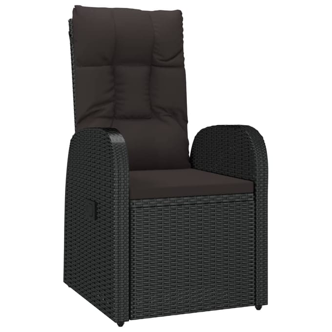 vidaXL - 7-delige - Tuinset - met - kussens - poly - rattan - zwart