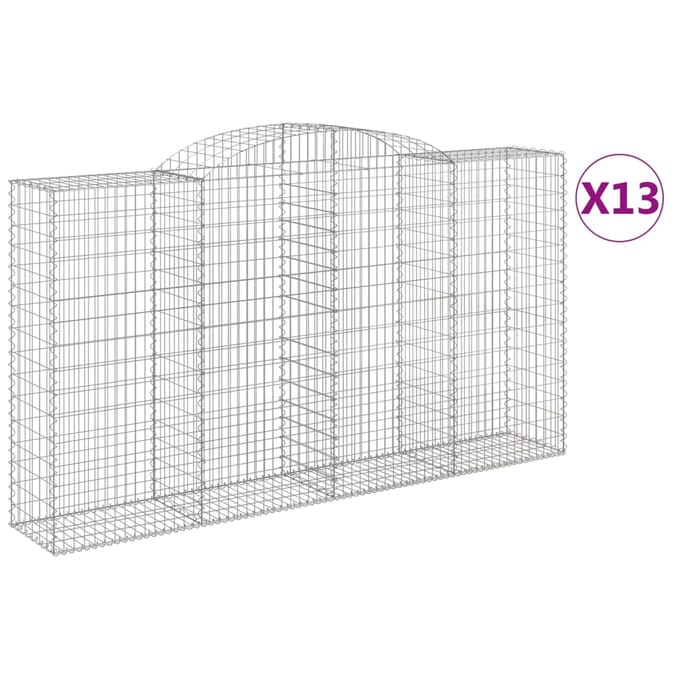 vidaXL - Schanskorven - 13 - st - gewelfd - 300x50x160/180 - cm - ijzer