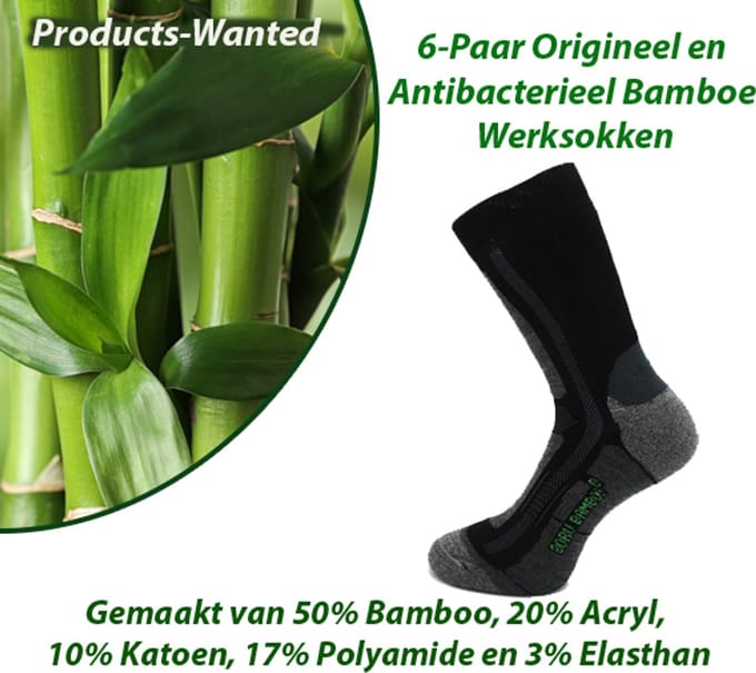 6-Paar Antibacterieel Bamboe Werksokken | Maat 43-45