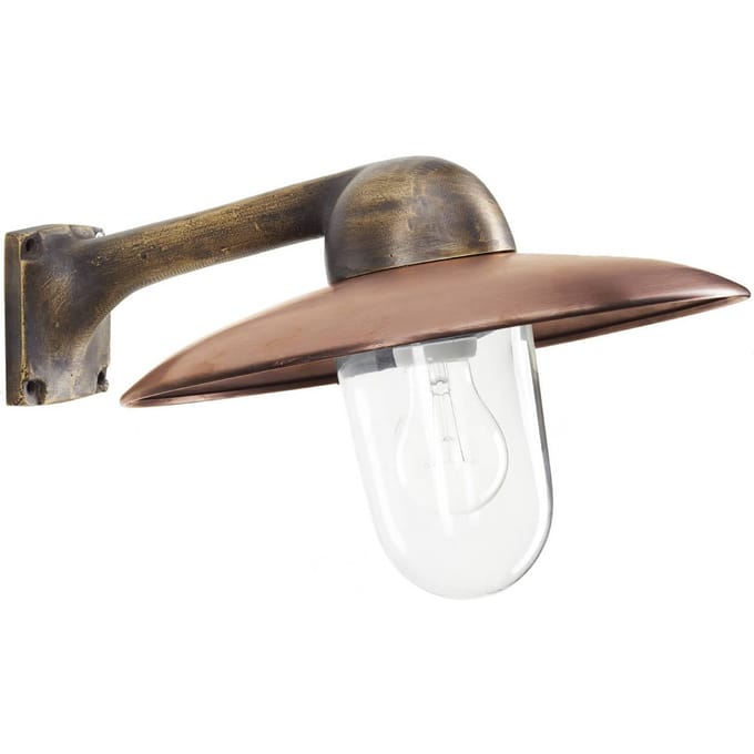 K.S. Verlichting Buitenwandlamp Fabrique, messing/koper, breedte 38 cm IP44