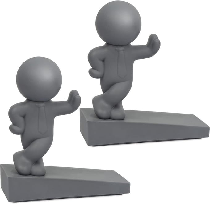 Schattige deurstopper - Decoratieve stopper - Deur openhouden - Verbeterde antislip - 2 stuks - Grijs