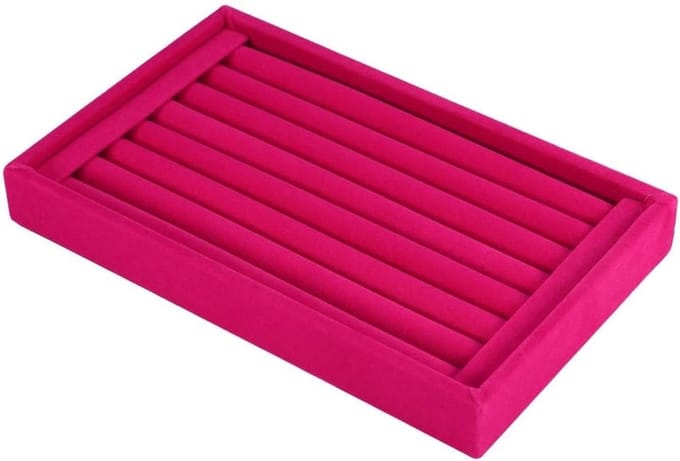 Elegante Witte Ringdisplay Tray van Fluweel voor Sieraden, Ringhouder en Expositor voor Ringen
