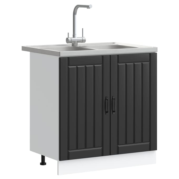 vidaXL - Waskompkast - Lucca - 2 - st - Zwart - Bewerkt - hout