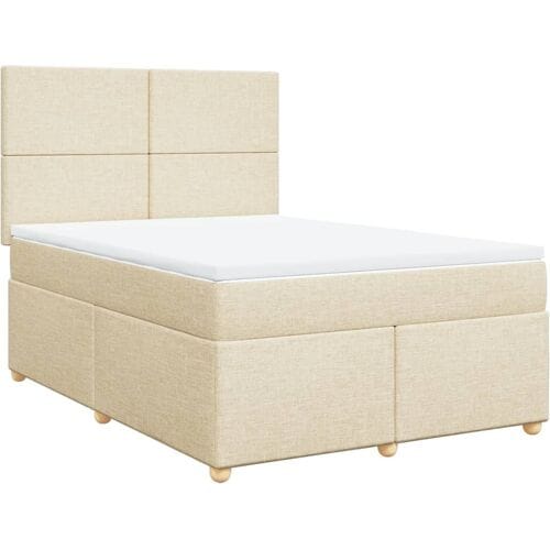 vidaXL - Boxspring - met - matras - stof - crèmekleurig - 160x200 - cm