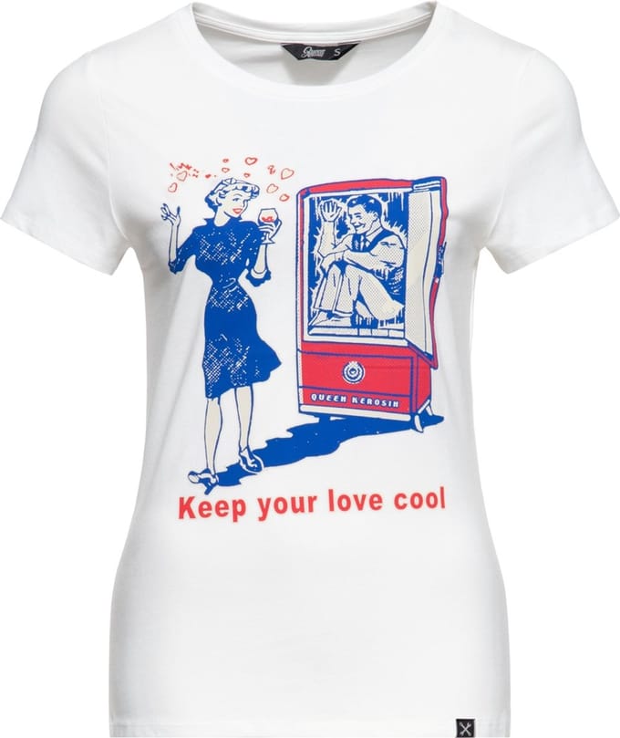 Queen Kerosin Damen Basic T-Shirt ''Cool Love'' QKU41010 Off White-S