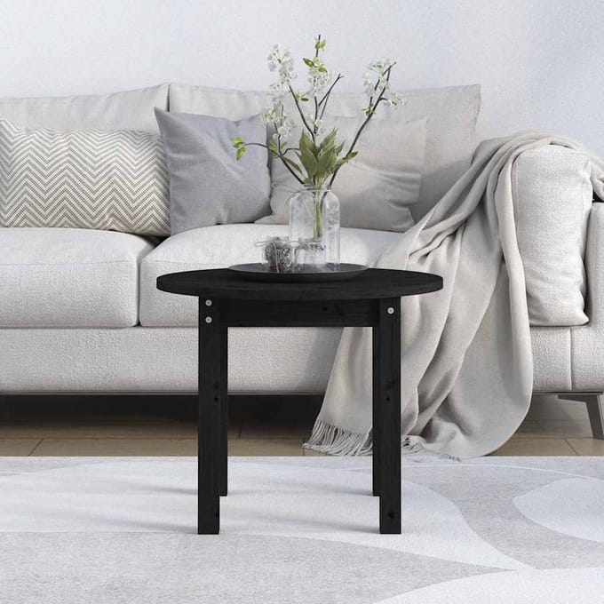 vidaXL - Salontafel - Ø - 55x45 - cm - massief - grenenhout - zwart