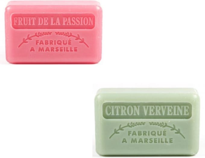 Soap bar set - zeep savon de marseille Fruit de la passion + Citroen verveine 2x125 gr.