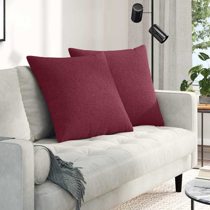 vidaXL - Zitkussens - 2 - st - Stof - Wijnrood - 80 - x - 80 - cm