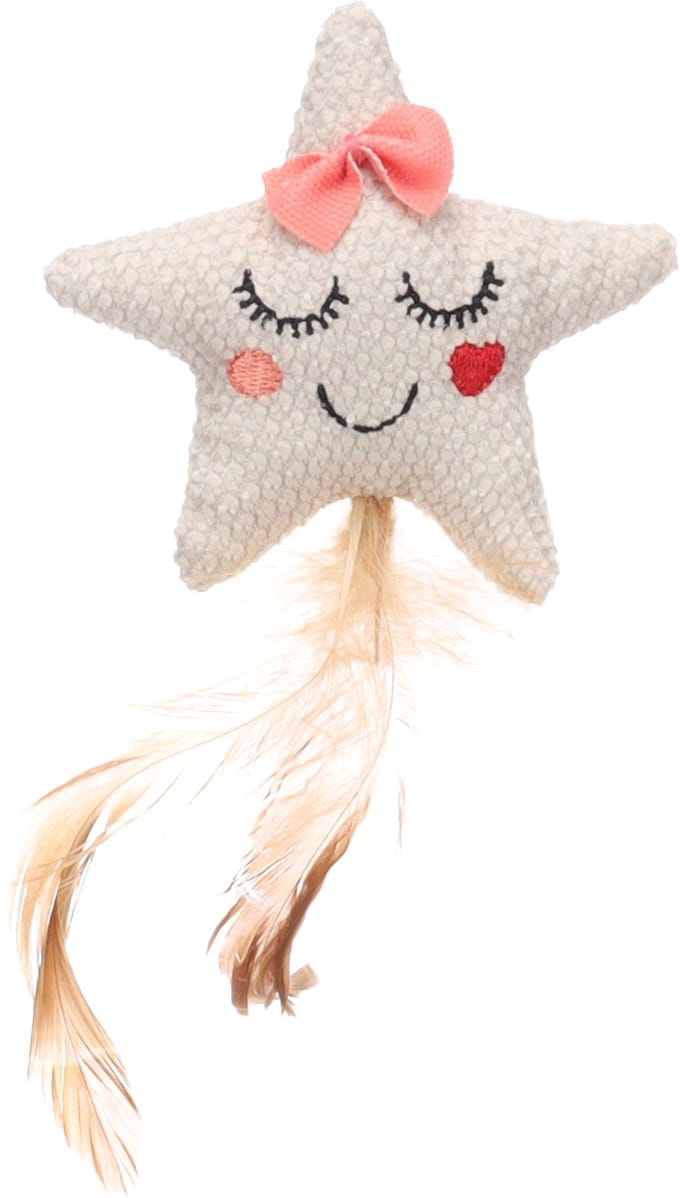 Flamingo - speelgoed voor de kat - sterretje met veertjes - textiel - kattenspeelgoed