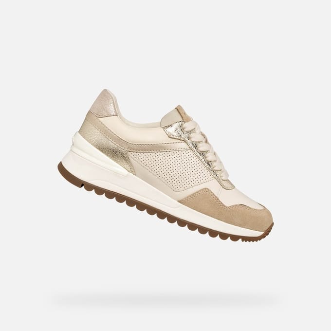 GEOX DESYA DAMES Sneakers - MELKWIT/LICHT GOUD - Maat 38