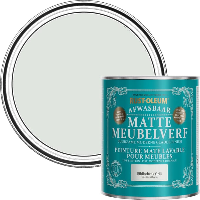 Rust-Oleum Grijs Afwasbaar Matte Meubelverf - Bibliotheek Grijs 750ml