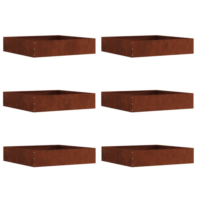 vidaXL - Gazonrand - 6 - st - 60 - x - 60 - x - 13 - cm - Roestkleurig