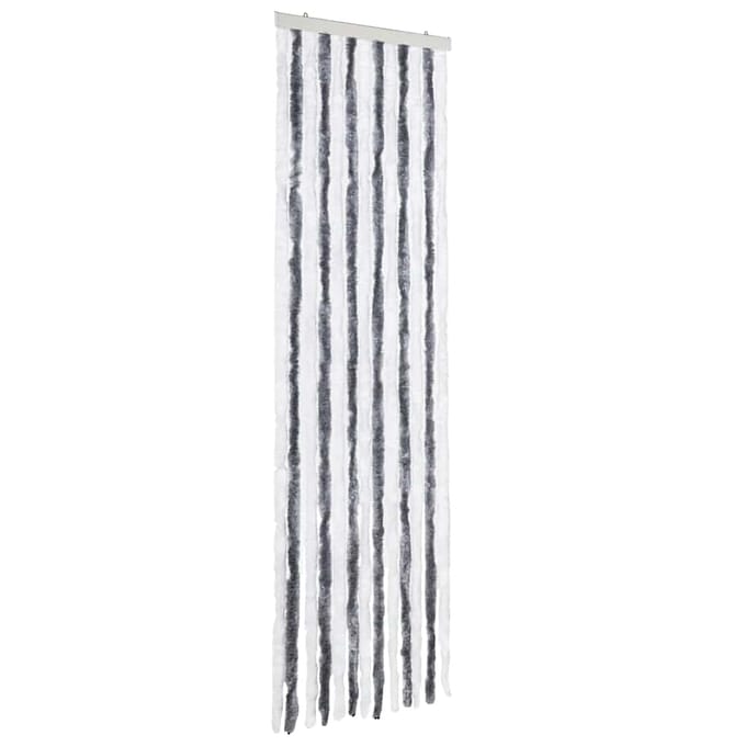 vidaXL - Vliegengordijn - 56x200 - cm - chenille - grijs - en - wit