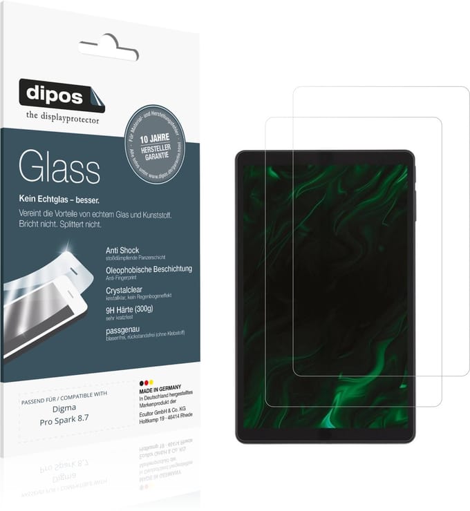 dipos – 2x Pantserfolie geschikt voor Digma Pro Spark 8.7 | 9H Screenprotector