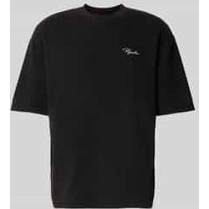 Oversized T-shirt met structuurpatroon en labelstitching
