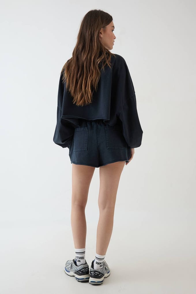 Dames Dsgn Studio Heavyweight Gewassen Sweat Short | Washed Black | Maat: Medium