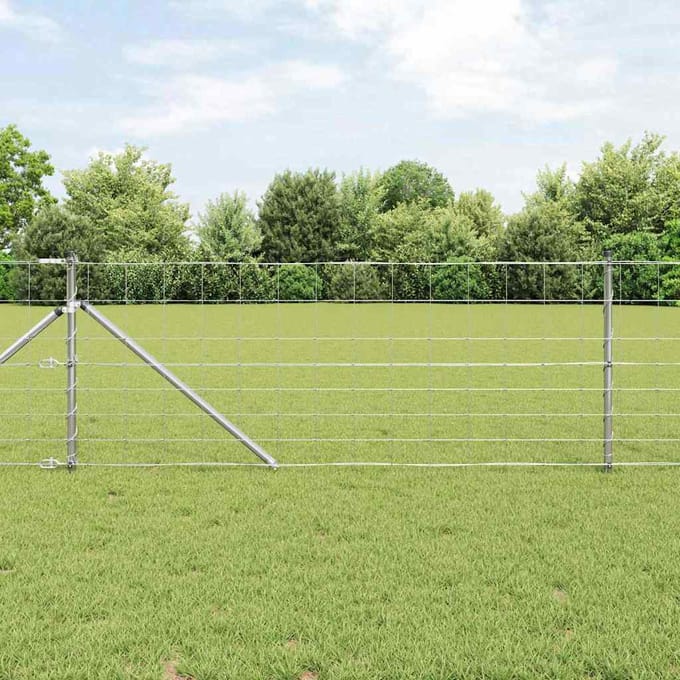 vidaXL Gecombineerd draadhek met spikes 25 x 0,8 m Zilverkleurig Mesh