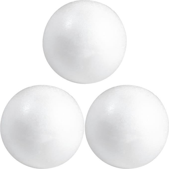 Piepschuim bol/bal - 3x - wit - D3 cm - styropor - hobby figuren - DIY - knutselen - basis materiaal