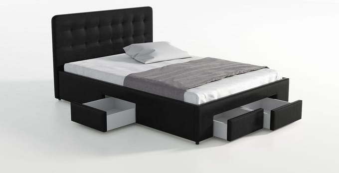 Meubella - Tweepersoonsbed Milo - Zwart - 140x200 cm