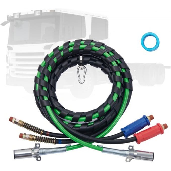 VEVOR 12FT Semi Truck luchtleidingset 3-in-1 luchtslangen 7-weg connector