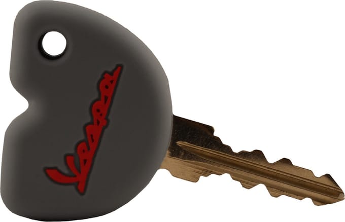 Rubber Sleutelhoesje Vespa Scooter Grijs met Rode letters