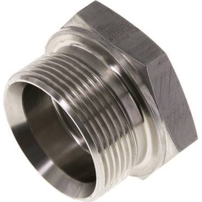 Plug G1 1/2'' RVS met buitenzeskant 60° conus 125 bar (1756.25psi) Hydrauliek