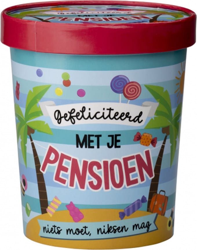 Snoeppot - Pensioen - Candy Bucket - Gevuld met Snoep en Drop