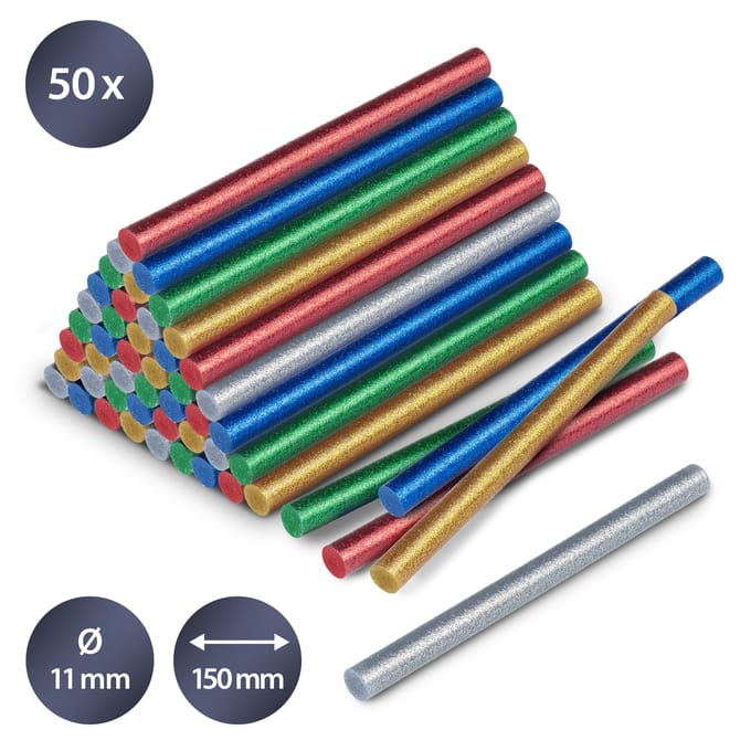 Set warmlijmstiften glitter, 50 stuks (Ø 11 mm)