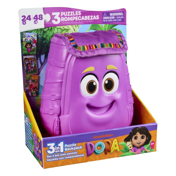 Spin Master Games panoramische 3-in-1 Dora-puzzel, 24 en 48 stukken, kinderpuzzel, schermloze STEM-activiteit