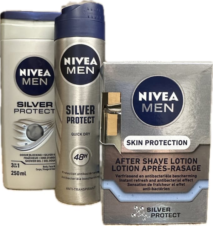 Nivea Men Silver Protect - SET - Douchegel / Deo Spray / Aftershave Lotion