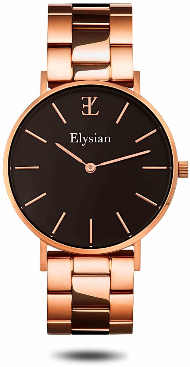 Elysian - Horloge Dames - Rose Goud - Schakelband - Waterdicht - 36mm - Cadeau Voor Vrouw