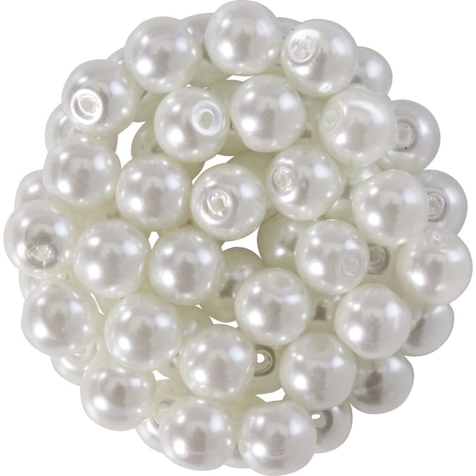 Glazen waskralen, Ø 6 mm, 55 stuks - Wit