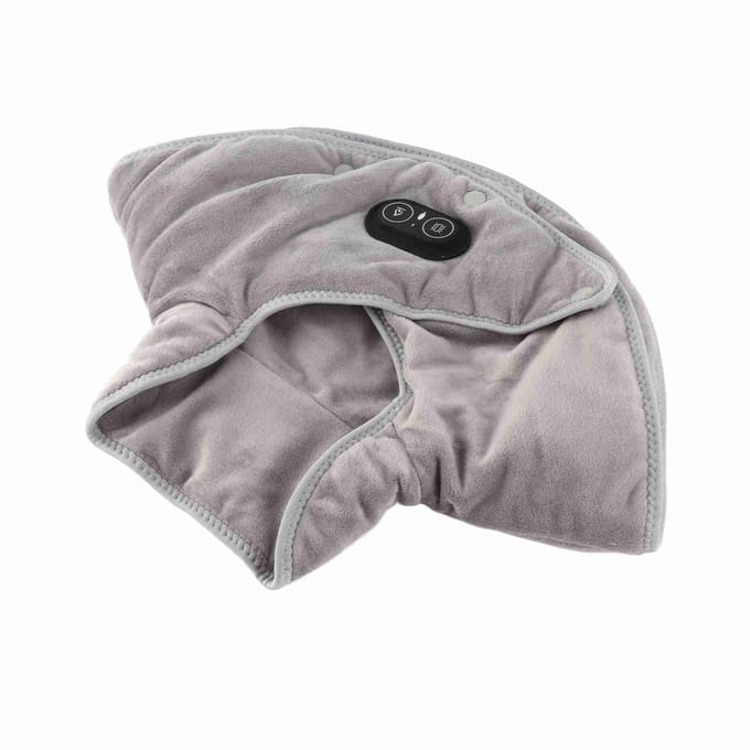 Coussin chauffant gris pour le cou et les épaules, réglage de la température sur 3 niveaux, mode massage, tissu sable gray