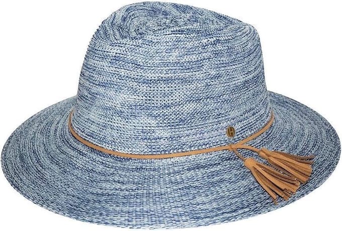 Caroline Fedora – Zonnehoed Dames UV Werend - Maat: M-L: 58 cm - Mixed Blauw