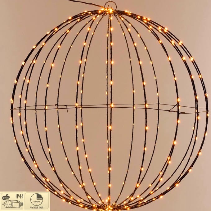 Ceruzo Lichtbol 240 LED – Ø40 cm – Extra Warm Wit – Timer 6/18 – Metaal – Binnen & Buiten
