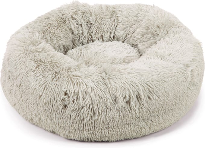 Beeztees Yali - Hondenmand - Pluche - Fluffy - Lichtgrijs - Diam. 60 cm