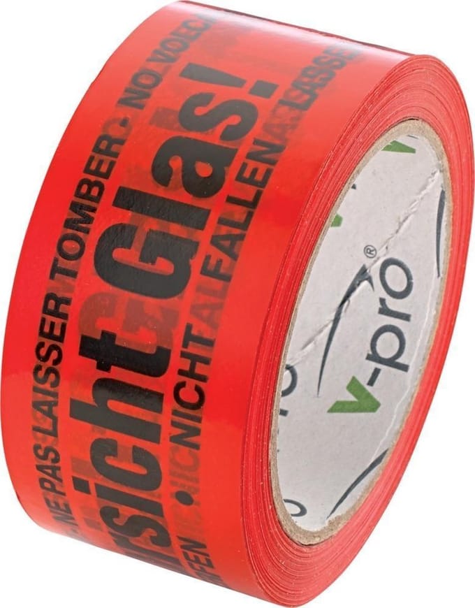 PVC-plakband 4-talig 66mx50mm Voorzichtig Glas