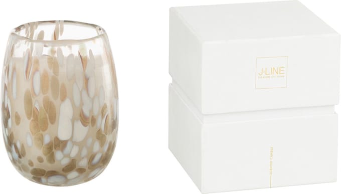 J-Line geurkaars Mia - Osmanthus & Suede - glas - wit/mix - small - 90U