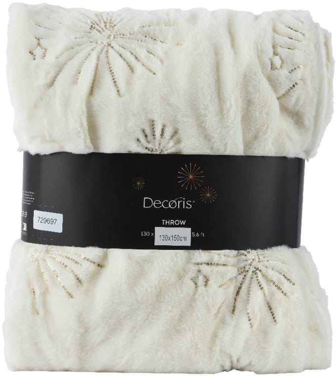 Decoris - Teddy Fleece Plaid - 130x150cm - Off-white - Luxe Fluffy Throw