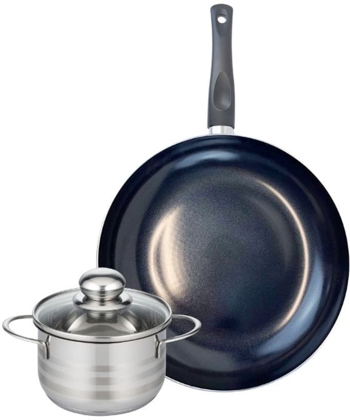 Set van 1 Koekenpan 28 cm en 1 braadpan 14 cm Elo Prima Glanzend