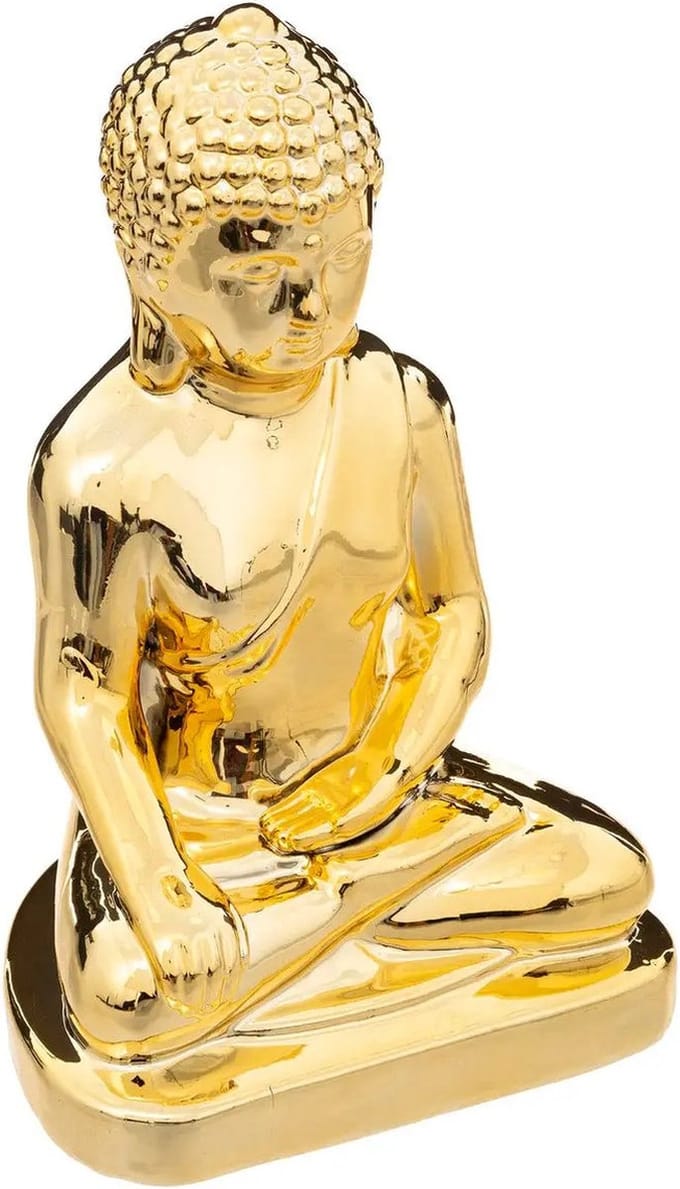 Atmosphera Home deco Boeddha beeld - goud kleurig - glans - 16 x 25 cm - voor binnen
