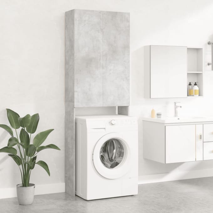 vidaXL - Wasmachinekast - 64x25,5x190 - cm - betongrijs