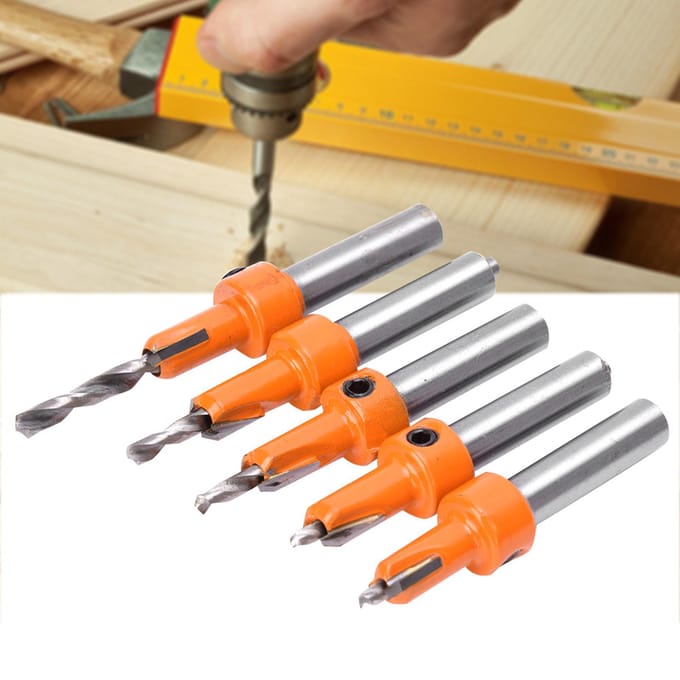 5 stuks Verzinkboor Houtbewerking Zelfborende Boor Houtbewerkingsgereedschap