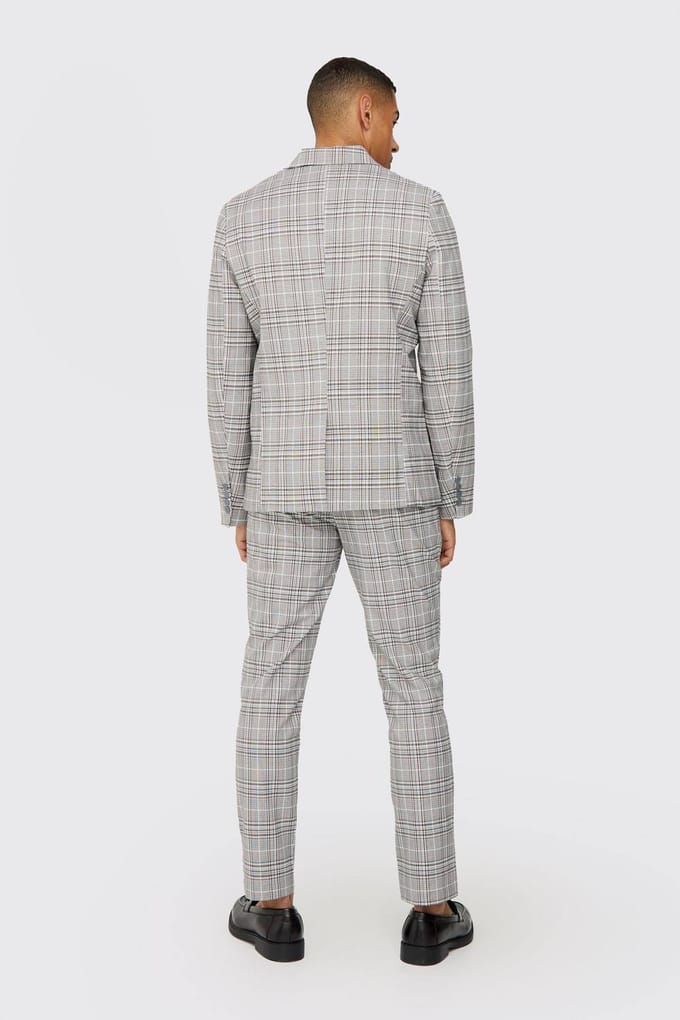 Check Weave Slim Fit Suit Jacket | Natural | Size 46