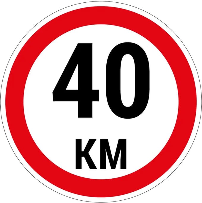 40 km bord | gecoat dibond materiaal | 15 cm