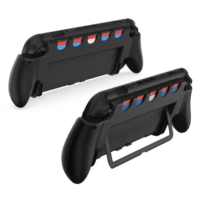 Solvix Nintendo Switch 2 Grip Case – Ergonomische Handgreep met Standaard – Antislip Controllerhouder – 5 Game Slots – Zwart