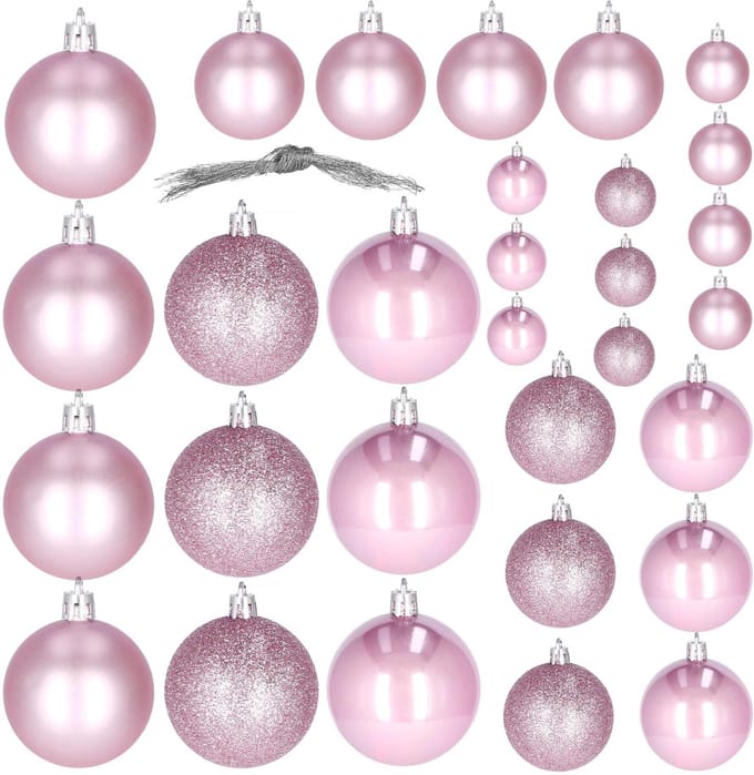 Springos Kerstballen | 30 Stuks | 6 cm | Roze